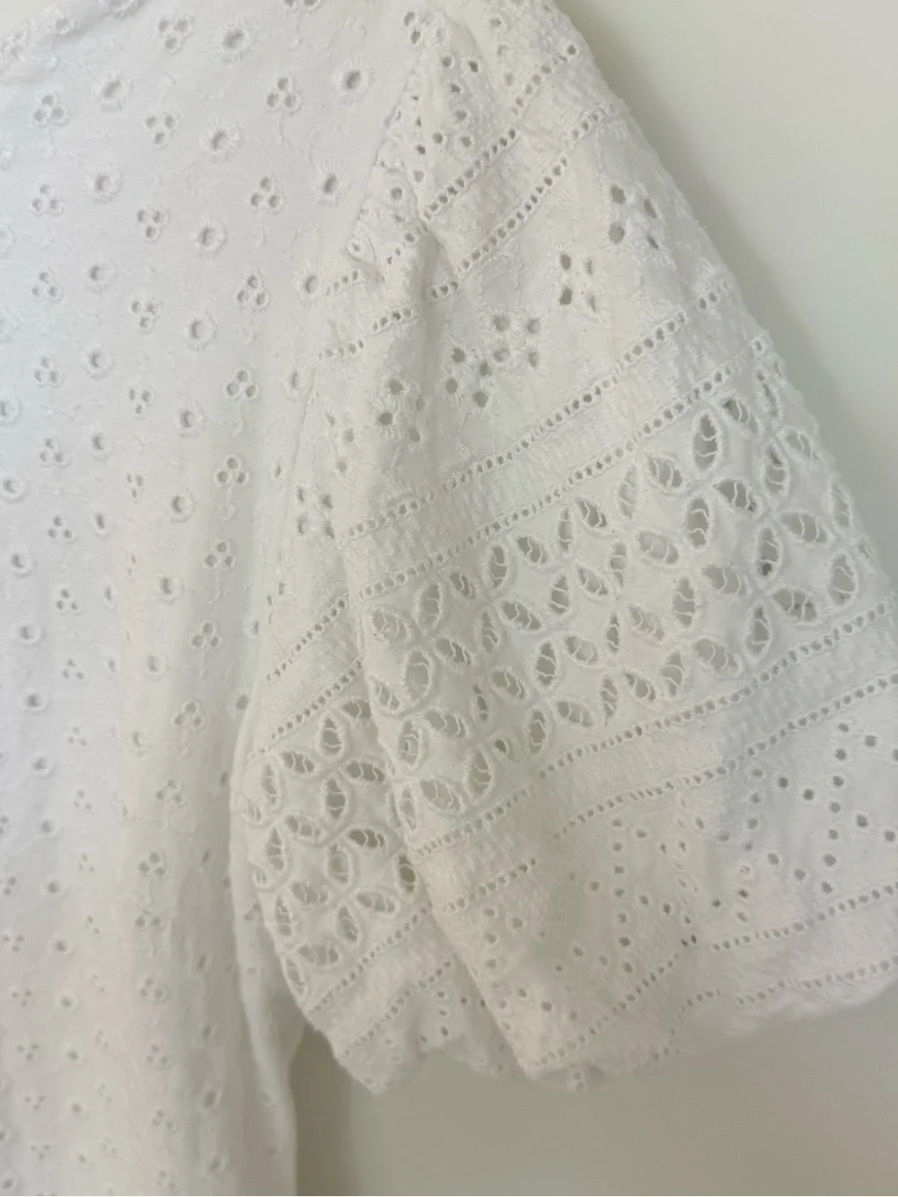 Free People White Eyelet Mini Dress with Puff Sleeves